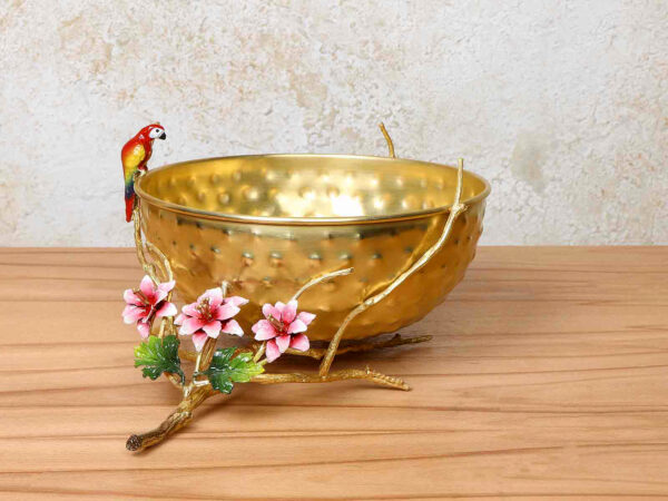 میوه خوری برنجی دستساز گل و بلبل کد 1004
