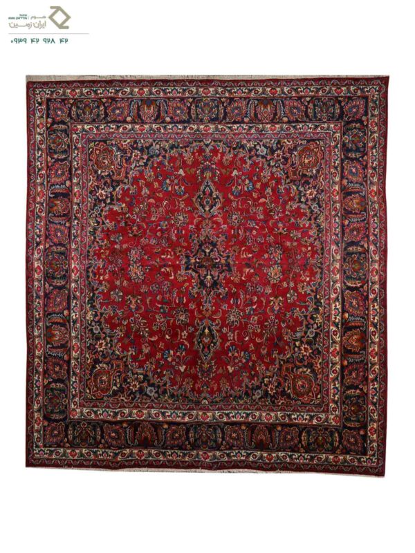 فرش دستبافت وینتیج دوبَر 6 متری ابعاد 245×265 مشهد کد 040415